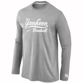 Wholesale Cheap New York Yankees Long Sleeve MLB T-Shirt Grey