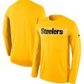 Wholesale Cheap Pittsburgh Steelers Nike Sideline Seismic Legend Long Sleeve T-Shirt Gold