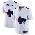 Wholesale Cheap New England Patriots #4 Jarrett Stidham White Men's Nike Team Logo Dual Overlap Limited NFL Jersey