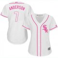Wholesale Cheap White Sox #7 Tim Anderson White/Pink Fashion Women's Stitched MLB Jersey
