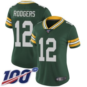 Wholesale Cheap Nike Packers #12 Aaron Rodgers Green Team Color Women\'s Stitched NFL 100th Season Vapor Limited Jersey