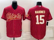 Wholesale Cheap Men's Kansas City Chiefs #15 Patrick Mahomes Red With Patch Cool Base Stitched Baseball Jersey