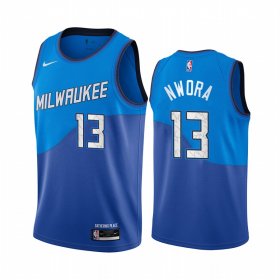 Wholesale Cheap Nike Bucks #13 Jordan Nwora Blue NBA Swingman 2020-21 City Edition Jersey