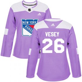 Wholesale Cheap Adidas Rangers #26 Jimmy Vesey Purple Authentic Fights Cancer Women\'s Stitched NHL Jersey