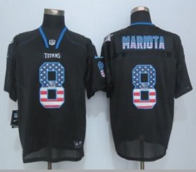 Wholesale Cheap Nike Titans #8 Marcus Mariota Black Men\'s Stitched NFL Elite USA Flag Fashion Jersey