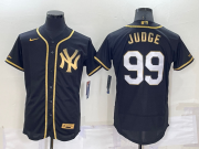 Wholesale Cheap Men's New York Yankees #99 Aaron Judge Black Gold Flex Base Stitched Baseball Jersey