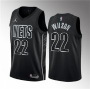 Wholesale Cheap Men's Brooklyn Nets #22 Jalen Wilson Black 2023 Draft Statement Edition Stitched Basketball Jersey