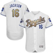 Wholesale Cheap Royals #16 Bo Jackson White 2015 World Series Champions Gold Program FlexBase Authentic Stitched MLB Jersey