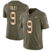 Wholesale Cheap Nike Eagles #9 Nick Foles Olive/Gold Men's Stitched NFL Limited 2017 Salute To Service Jersey