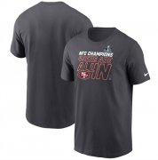 Cheap Men's San Francisco 49ers Anthracite 2023 NFC Champions Locker Room Trophy Collection T-Shirt