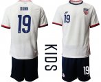 Wholesale Cheap Youth 2020-2021 Season National team United States home white 19 Soccer Jersey