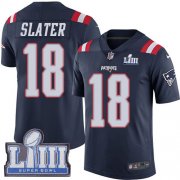 Wholesale Cheap Nike Patriots #18 Matt Slater Navy Blue Super Bowl LIII Bound Men's Stitched NFL Limited Rush Jersey