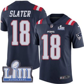 Wholesale Cheap Nike Patriots #18 Matt Slater Navy Blue Super Bowl LIII Bound Men\'s Stitched NFL Limited Rush Jersey