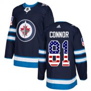 Wholesale Cheap Adidas Jets #81 Kyle Connor Navy Blue Home Authentic USA Flag Stitched NHL Jersey