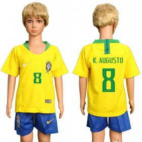 Wholesale Cheap Brazil #8 R.Augusto Home Kid Soccer Country Jersey
