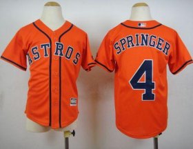 Wholesale Cheap Astros #4 George Springer Orange Cool Base Stitched Youth MLB Jersey
