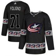 Wholesale Cheap Adidas Blue Jackets #71 Nick Foligno Black Authentic Team Logo Fashion Stitched NHL Jersey