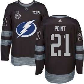 Wholesale Cheap Adidas Lightning #21 Brayden Point Black 1917-2017 100th Anniversary 2020 Stanley Cup Final Stitched NHL Jersey