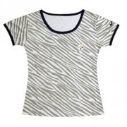 Wholesale Cheap Women's Nike Pittsburgh Steelers Chest Embroidered Logo Zebra Stripes T-Shirt