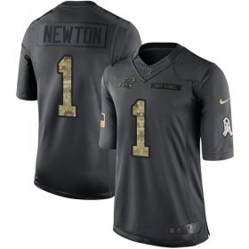 Wholesale Cheap Nike Panthers #1 Cam Newton Black Youth Stitched NFL Limited 2016 Salute to Service Jersey