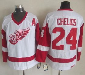 Wholesale Cheap Red Wings #24 Chris Chelios White CCM Throwback Stitched NHL Jersey