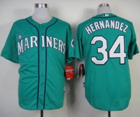 Wholesale Cheap Mariners #34 Felix Hernandez Green Alternate Cool Base Stitched MLB Jersey