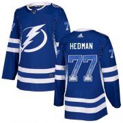 Wholesale Cheap Adidas Lightning #77 Victor Hedman Blue Home Authentic Drift Fashion Stitched NHL Jersey