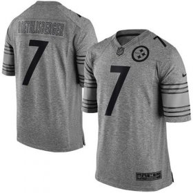 Wholesale Cheap Nike Steelers #7 Ben Roethlisberger Gray Men\'s Stitched NFL Limited Gridiron Gray Jersey