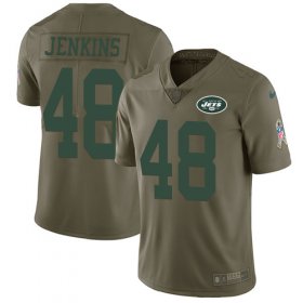 Wholesale Cheap Nike Jets #48 Jordan Jenkins Olive Men\'s Stitched NFL Limited 2017 Salute To Service Jersey