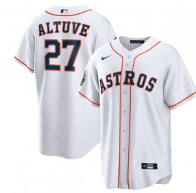 Wholesale Cheap Men\'s Houston Astros #27 Jose Altuve White 2022 World Series Home Stitched Baseball Jersey
