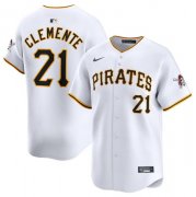 Cheap Men's Pittsburgh Pirates #21 Roberto Clemente White Home Limited Baseball Stitched Jersey