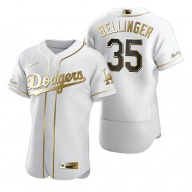 Wholesale Cheap Los Angeles Dodgers #35 Cody Bellinger White Nike Men\'s Authentic Golden Edition MLB Jersey