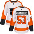 Wholesale Cheap Adidas Flyers #53 Shayne Gostisbehere White Road Authentic Women's Stitched NHL Jersey
