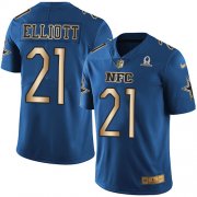 Wholesale Cheap Nike Cowboys #21 Ezekiel Elliott Navy Youth Stitched NFL Limited Gold NFC 2017 Pro Bowl Jersey