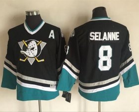 Wholesale Cheap Ducks #8 Teemu Selanne Black CCM Throwback Youth Stitched NHL Jersey