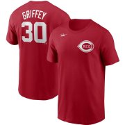 Wholesale Cheap Cincinnati Reds #30 Ken Griffey Jr. Nike Cooperstown Collection Name & Number T-Shirt Red