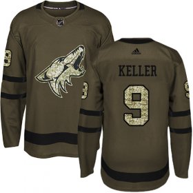Wholesale Cheap Adidas Coyotes #9 Clayton Keller Green Salute to Service Stitched NHL Jersey