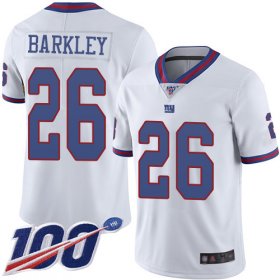 Wholesale Cheap Nike Giants #26 Saquon Barkley White Men\'s Stitched NFL Limited Rush 100th Season Jersey