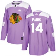 Wholesale Cheap Adidas Blackhawks #14 Richard Panik Purple Authentic Fights Cancer Stitched Youth NHL Jersey