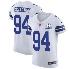 Wholesale Cheap Nike Cowboys #94 Randy Gregory White Men\'s Stitched With Established In 1960 Patch NFL New Elite Jersey