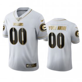 Wholesale Cheap Green Bay Packers Custom Men\'s Nike White Golden Edition Vapor Limited NFL 100 Jersey