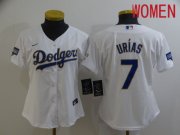 Wholesale Cheap Women Los Angeles Dodgers 7 Urias White Game 2021 Nike MLB Jerseys