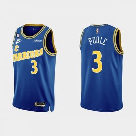 Wholesale Cheap Men\'s Golden State Warriors #3 Jordan Poole 2022-23 Blue With No.6 Patch Stitched Basketball Jersey