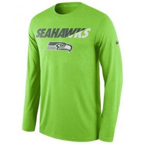 Wholesale Cheap Men\'s Seattle Seahawks Nike Neon Green Legend Staff Practice Long Sleeves Performance T-Shirt
