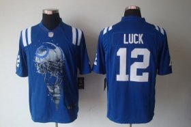 Wholesale Cheap Nike Colts #12 Andrew Luck Royal Blue Team Color Men\'s Stitched NFL Helmet Tri-Blend Limited Jersey