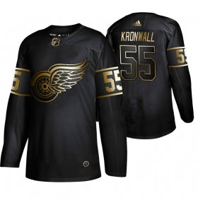 Wholesale Cheap Adidas Red Wings #55 Niklas Kronwall Men\'s 2019 Black Golden Edition Authentic Stitched NHL Jersey