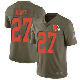 Wholesale Cheap Nike Browns #27 Kareem Hunt Olive Men\'s Stitched NFL Limited 2017 Salute To Service Jersey