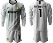 Wholesale Cheap 2020-21 Inter Milan gray goalkeeper 1# HANDANOVIC long sleeve soccer jerseys