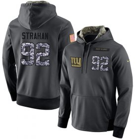 Wholesale Cheap NFL Men\'s Nike New York Giants #92 Michael Strahan Stitched Black Anthracite Salute to Service Player Performance Hoodie