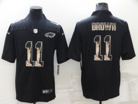Wholesale Cheap Men\'s Philadelphia Eagles #11 A. J. Brown Black Statue of Liberty Limited Stitched Jersey